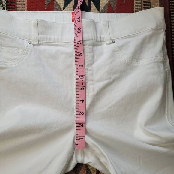 Spanx White Ankle Pull-On Skinny Jeans Pants Sz L Slimming Shaping 20271R - Picture 8 of 11